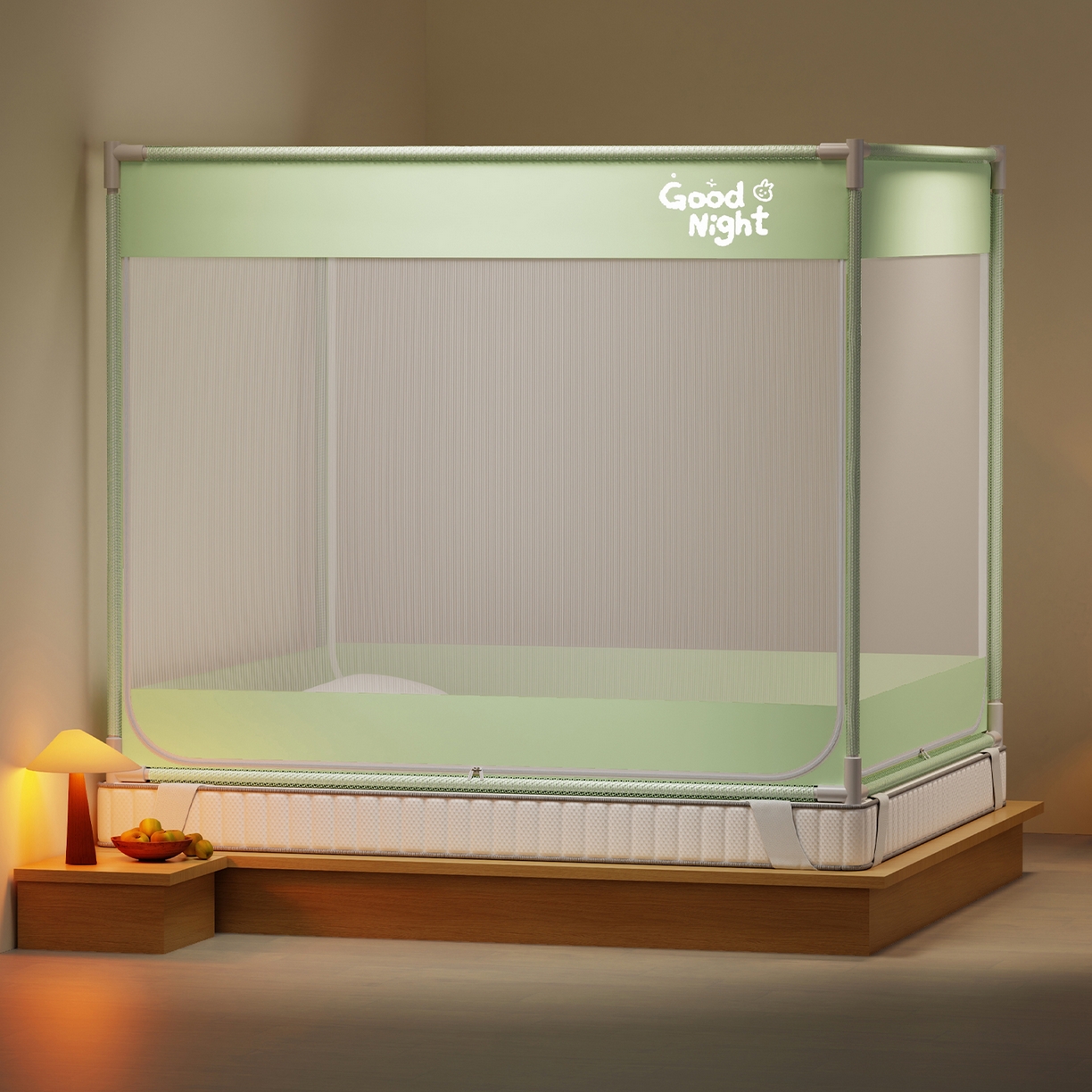 91家纺网 家纺一手货源 找家纺 （总）初心家纺 2026新款外穿杆坐床防摔蚊帐-场景一