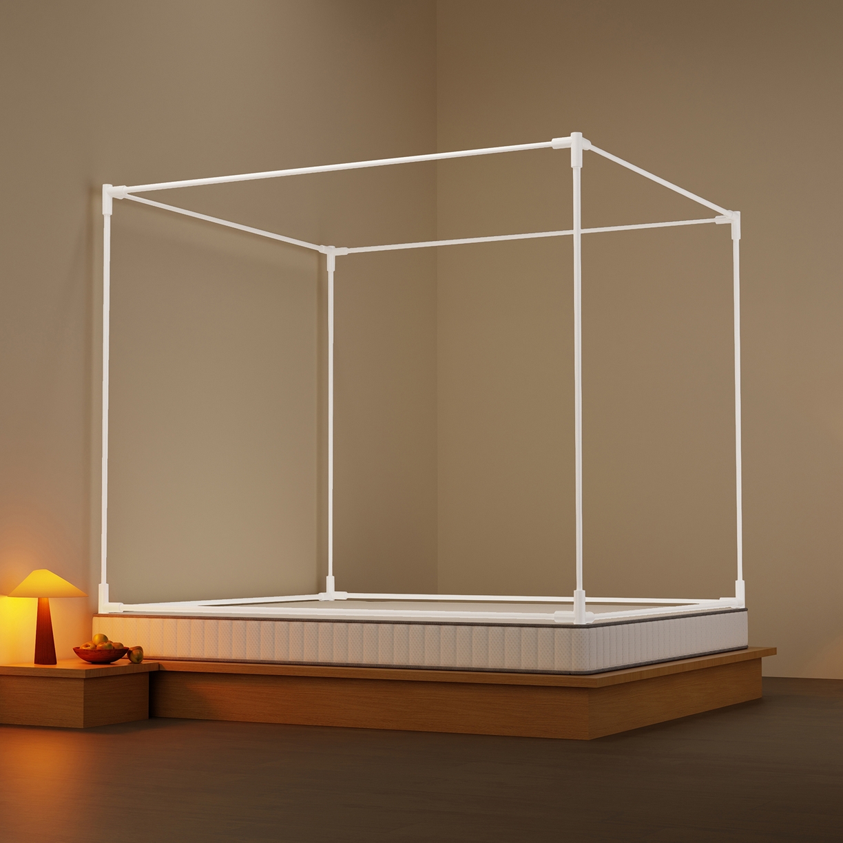 91家纺网 家纺一手货源 找家纺 初心家纺 2026新款外穿杆坐床防摔蚊帐-场景一 蓝-字母