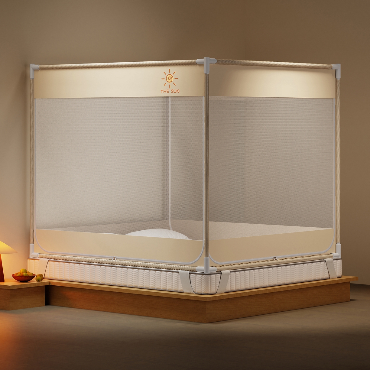 91家纺网 家纺一手货源 找家纺 初心家纺 2026新款外穿杆坐床防摔蚊帐-场景一 米-太阳