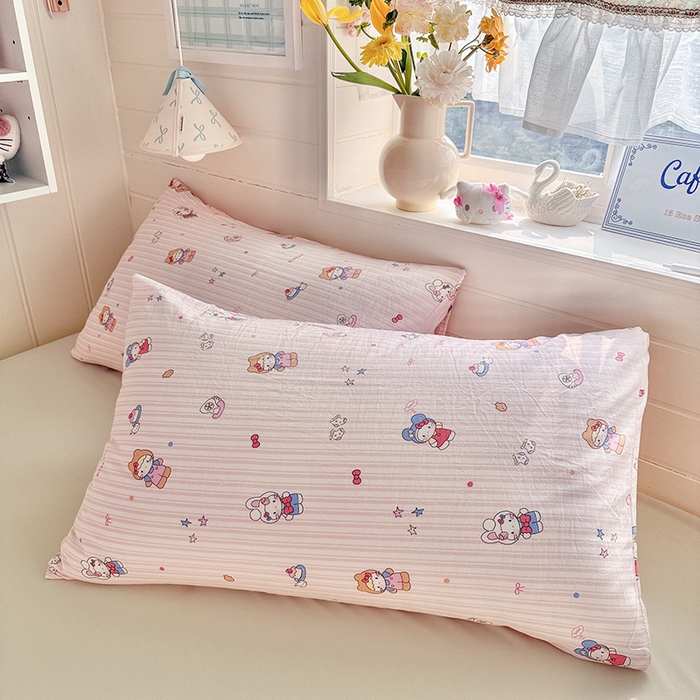 91家纺网 家纺一手货源 找家纺 罗亿家纺 2026年新款泡芙水洗棉双层纱四件套 兔耳朵kt