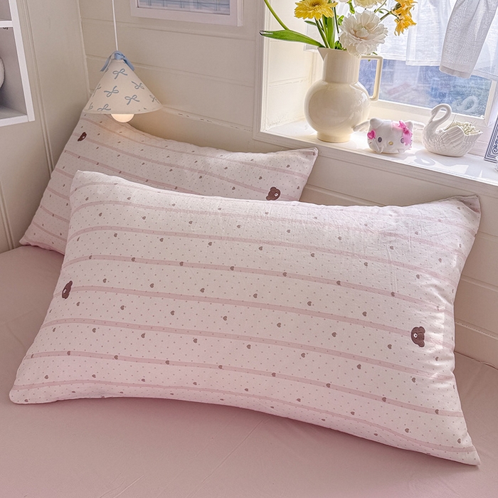 91家纺网 家纺一手货源 找家纺 罗亿家纺 2026年新款泡芙水洗棉双层纱四件套 文艺小熊