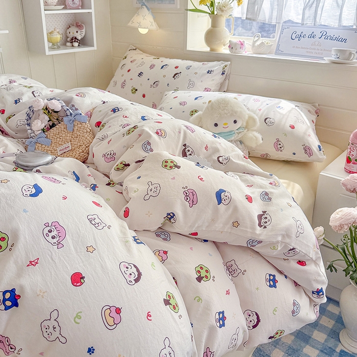 91家纺网 家纺一手货源 找家纺 罗亿家纺 2026年新款泡芙水洗棉双层纱四件套 小新日记