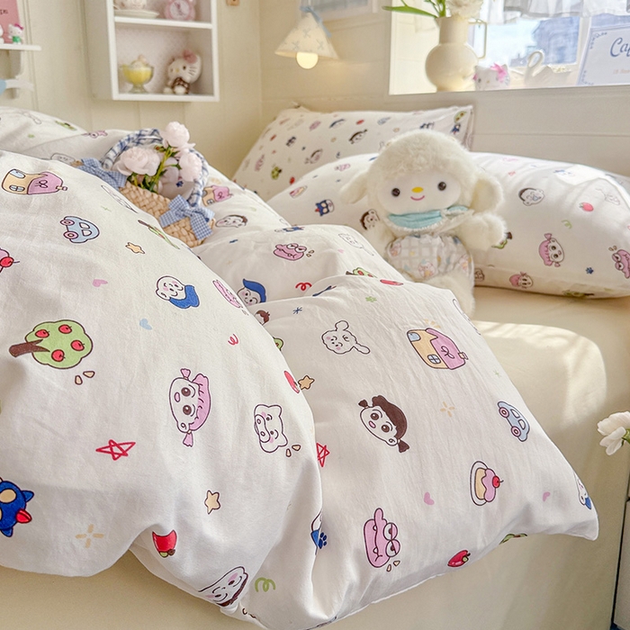 91家纺网 家纺一手货源 找家纺 罗亿家纺 2026年新款泡芙水洗棉双层纱四件套 小新日记