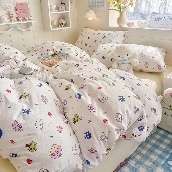 91家纺网 家纺一手货源 找家纺 罗亿家纺 2026年新款泡芙水洗棉双层纱四件套 小新日记