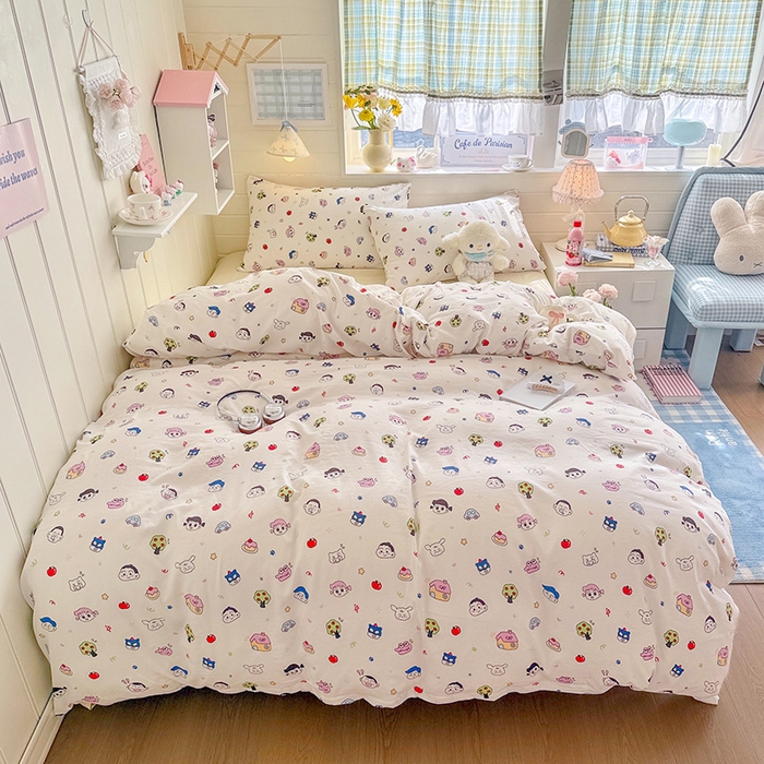 91家纺网 家纺一手货源 找家纺 罗亿家纺 2026年新款泡芙水洗棉双层纱四件套 小新日记