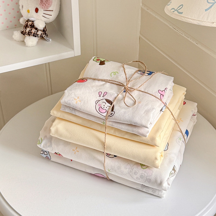 91家纺网 家纺一手货源 找家纺 罗亿家纺 2026年新款泡芙水洗棉双层纱四件套 小新日记