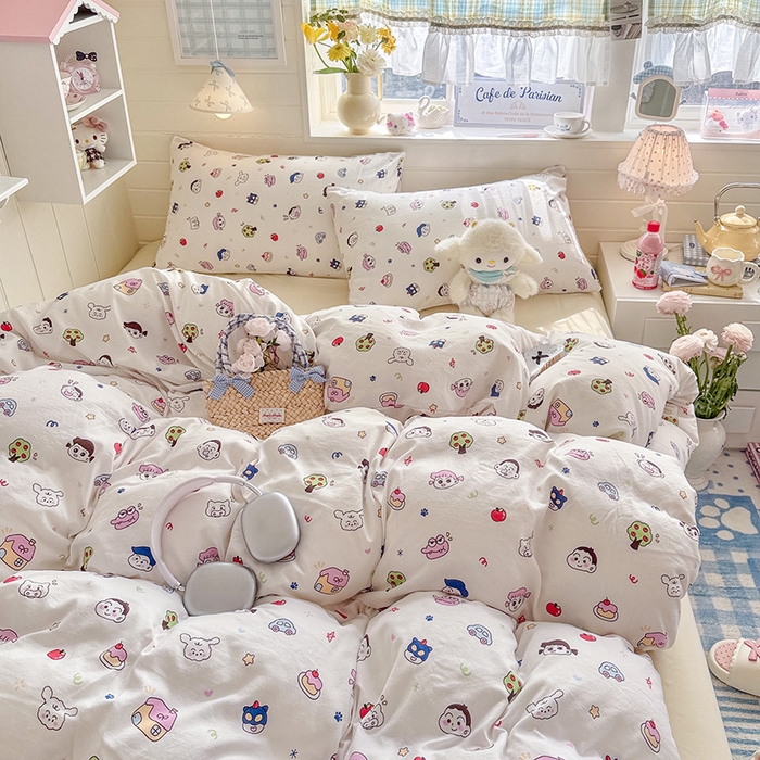 91家纺网 家纺一手货源 找家纺 罗亿家纺 2026年新款泡芙水洗棉双层纱四件套 小新日记