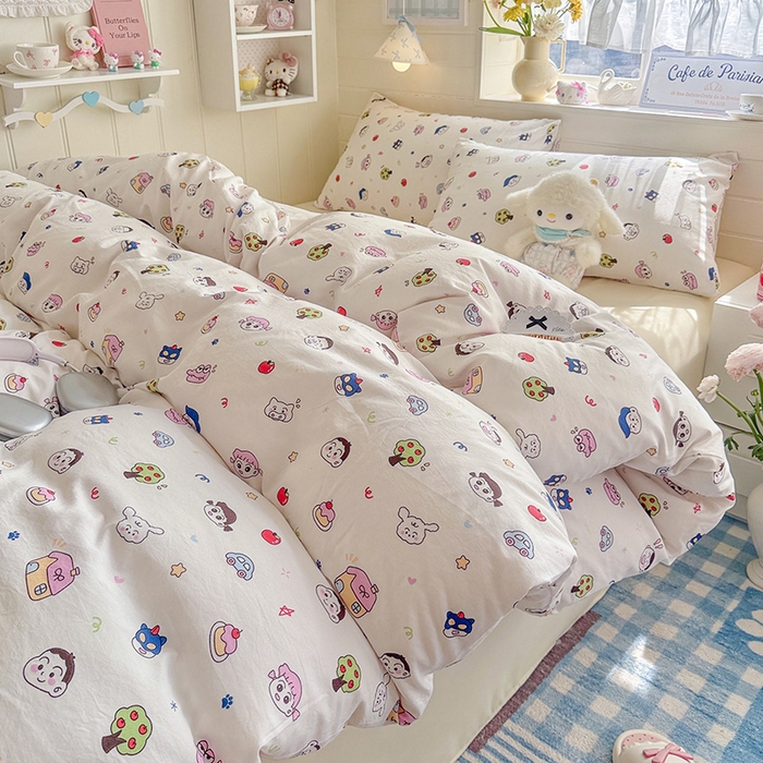 91家纺网 家纺一手货源 找家纺 罗亿家纺 2026年新款泡芙水洗棉双层纱四件套 小新日记