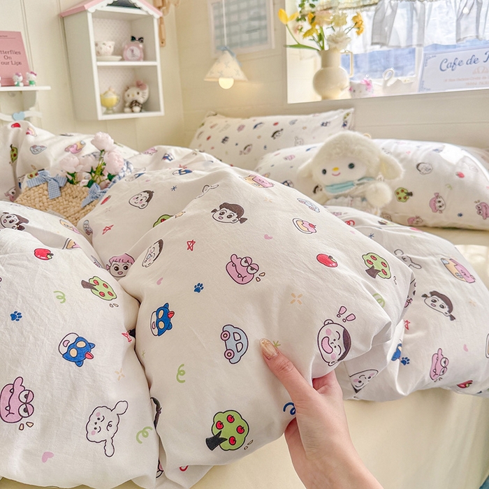 91家纺网 家纺一手货源 找家纺 罗亿家纺 2026年新款泡芙水洗棉双层纱四件套 小新日记