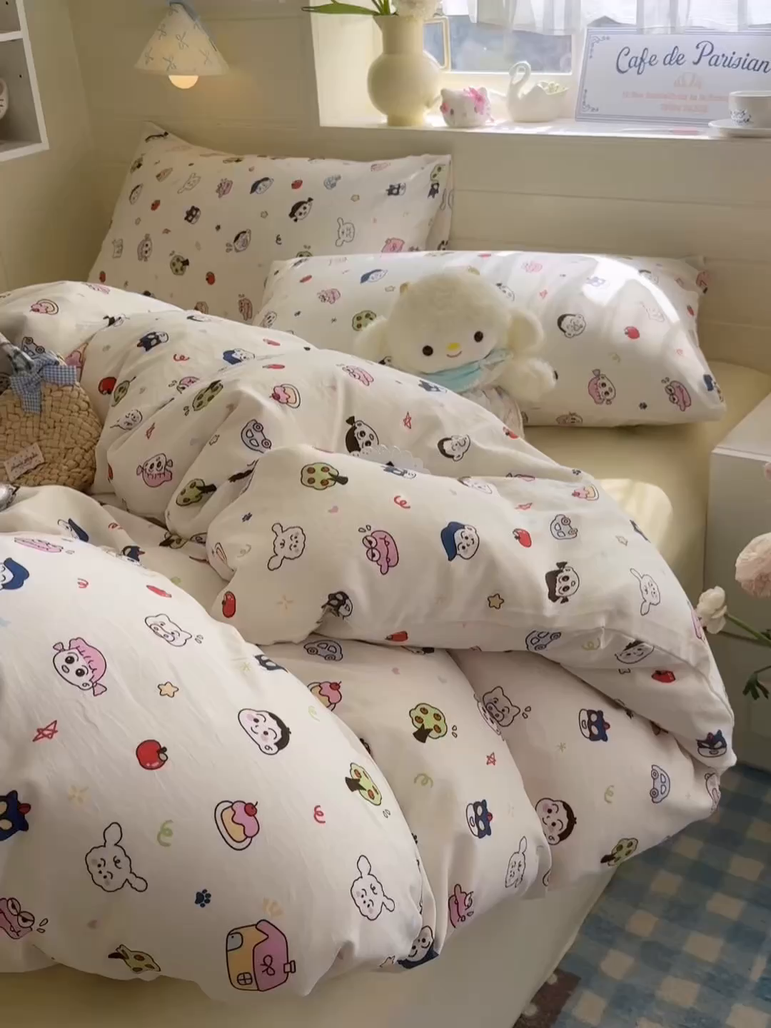 91家纺网 家纺一手货源 找家纺 罗亿家纺 2026年新款泡芙水洗棉双层纱四件套 小新日记