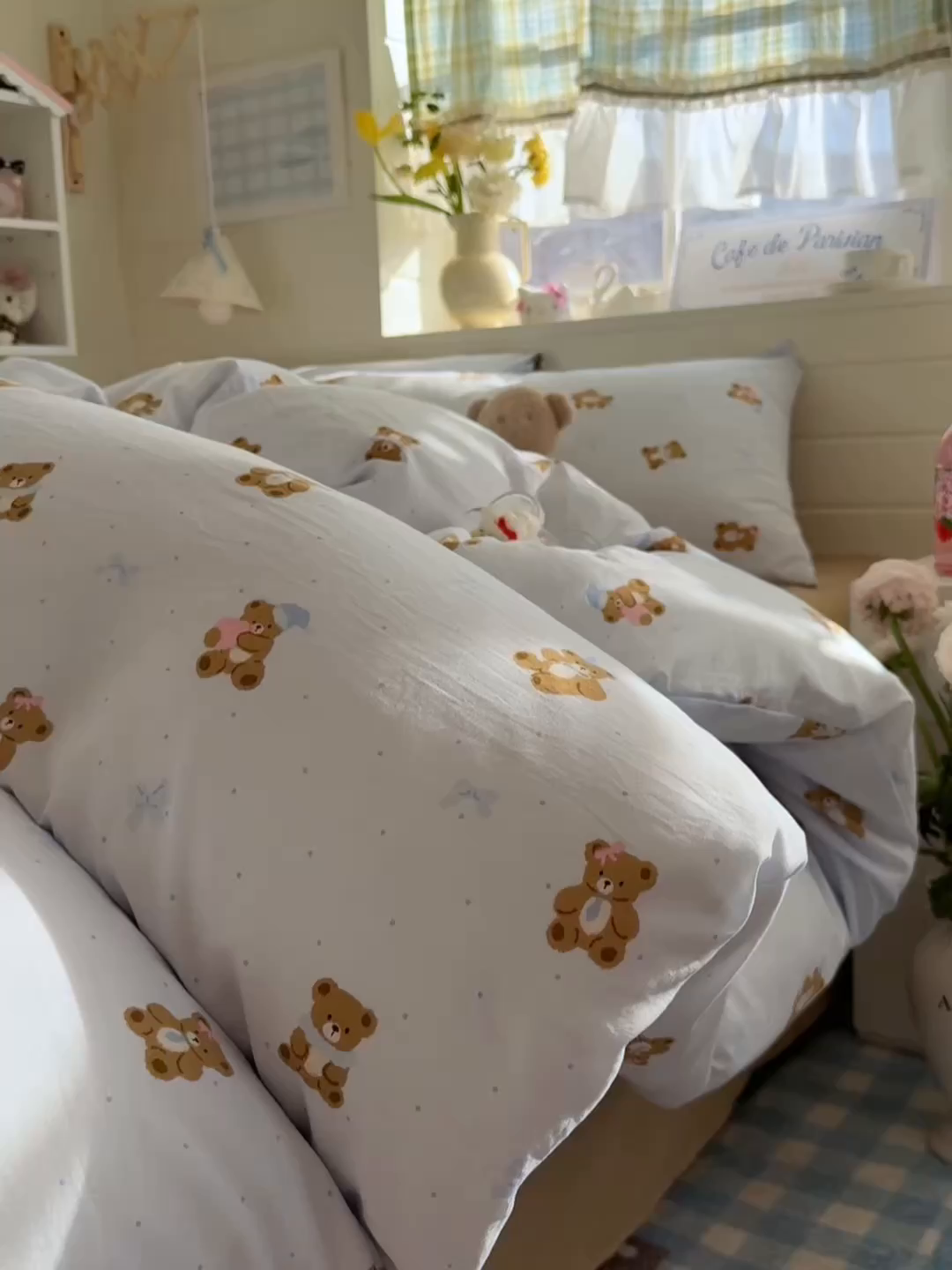 91家纺网 家纺一手货源 找家纺 罗亿家纺 2026年新款泡芙水洗棉双层纱四件套 小熊日记