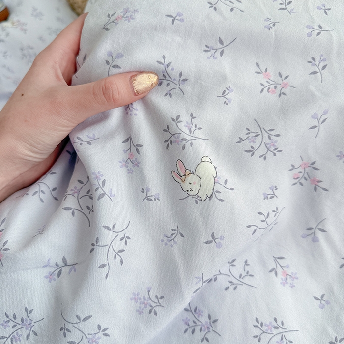 91家纺网 家纺一手货源 找家纺 罗亿家纺 2026年新款泡芙水洗棉双层纱四件套 薰衣草小兔