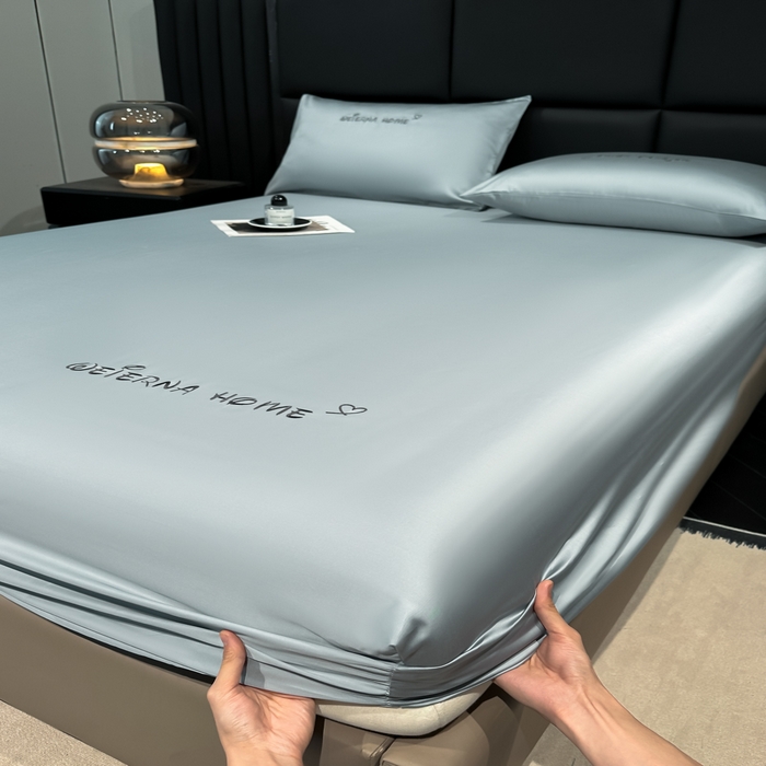 91家纺网 家纺一手货源 找家纺 利欧 2026新款水洗真丝-LI利-单床笠床笠三件套 利-浅银灰