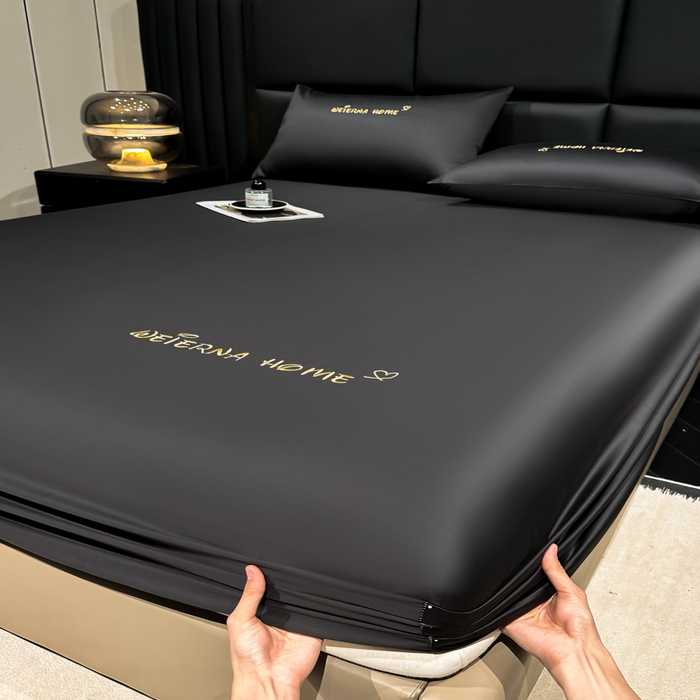 91家纺网 家纺一手货源 找家纺 利欧 2026新款水洗真丝-LI利-单床笠床笠三件套 利-高级灰（深图）