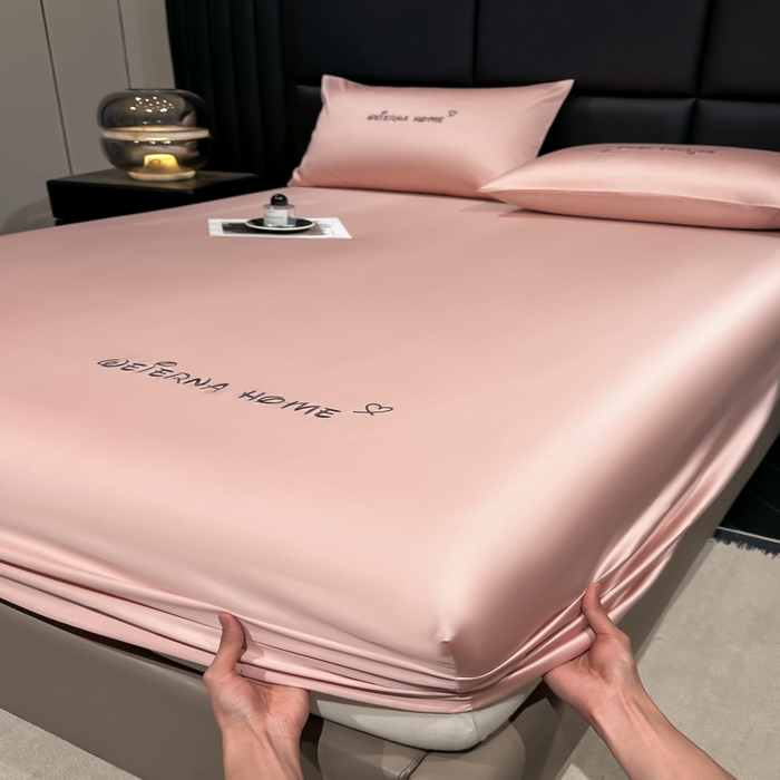 91家纺网 家纺一手货源 找家纺 利欧 2026新款水洗真丝-LI利-单床笠床笠三件套 利-豆沙红