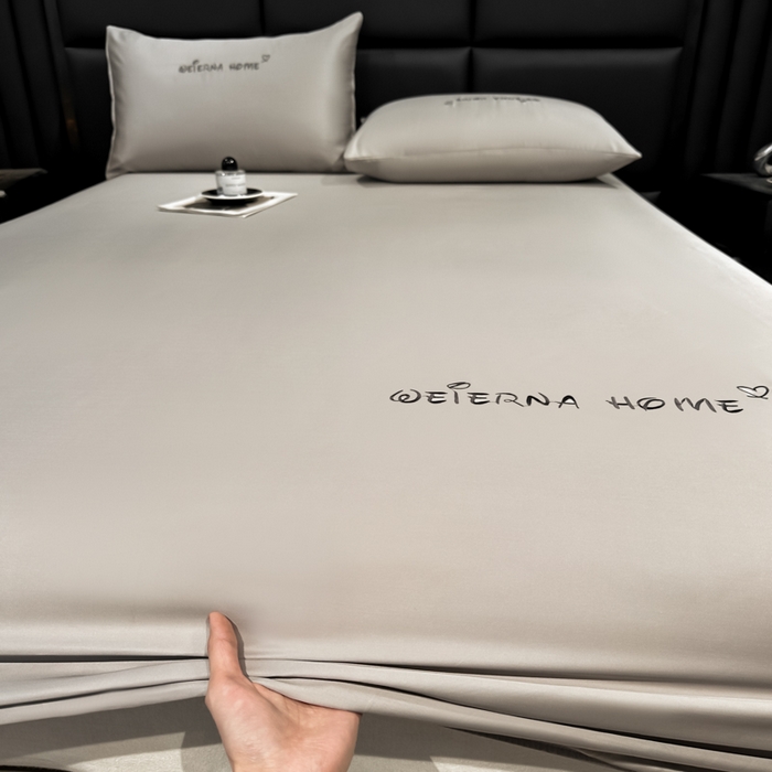 91家纺网 家纺一手货源 找家纺 利欧 2026新款水洗真丝-LI利-单床笠床笠三件套 利-胚芽灰