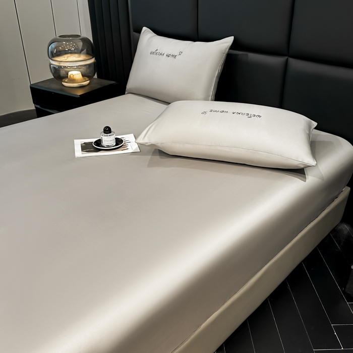 91家纺网 家纺一手货源 找家纺 利欧 2026新款水洗真丝-LI利-单床笠床笠三件套 利-胚芽灰