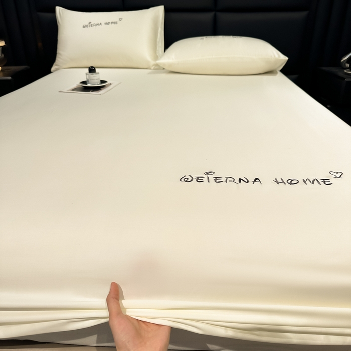 91家纺网 家纺一手货源 找家纺 利欧 2026新款水洗真丝-LI利-单床笠床笠三件套 利-象牙白