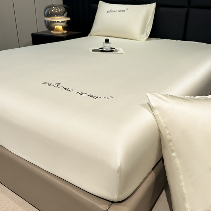 91家纺网 家纺一手货源 找家纺 利欧 2026新款水洗真丝-LI利-单床笠床笠三件套 利-象牙白