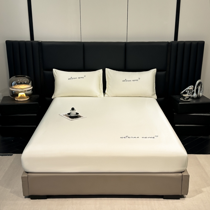 91家纺网 家纺一手货源 找家纺 利欧 2026新款水洗真丝-LI利-单床笠床笠三件套 利-象牙白