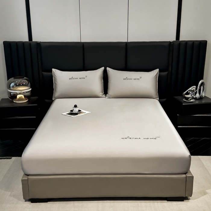 91家纺网 家纺一手货源 找家纺 利欧 2026新款水洗真丝-LI利-单床笠床笠三件套 利-胚芽灰