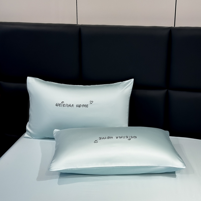 91家纺网 家纺一手货源 找家纺 利欧 2026新款水洗真丝-LI利-单床笠床笠三件套 利-耀光蓝