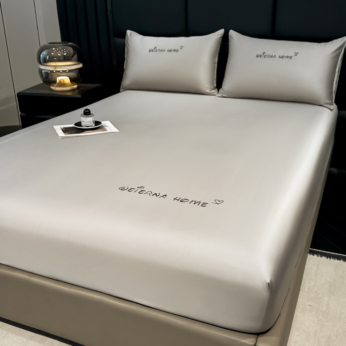 91家纺网 家纺一手货源 找家纺 利欧 2026新款水洗真丝-LI利-单床笠床笠三件套 利-胚芽灰