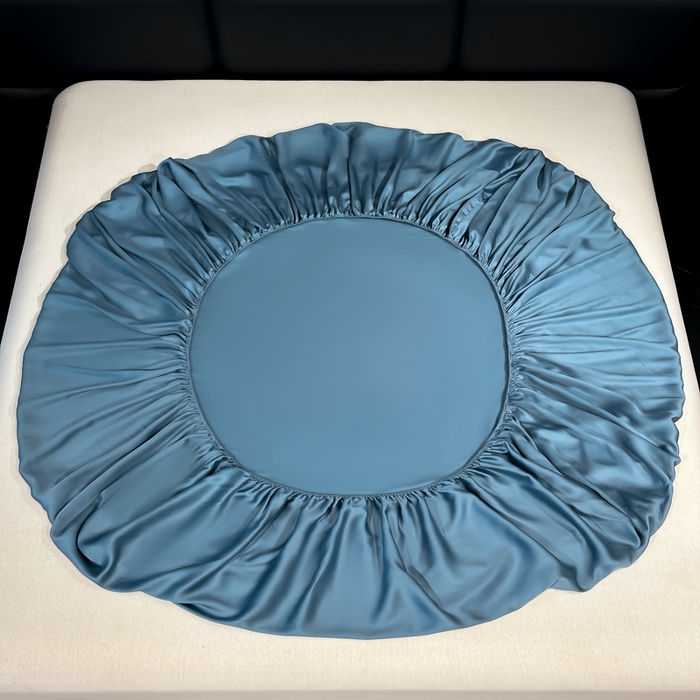 91家纺网 家纺一手货源 找家纺 利欧 2026新款水洗真丝-LI利-单床笠床笠三件套 利-宾利蓝