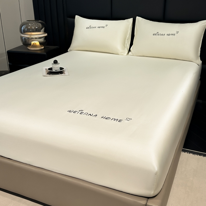 91家纺网 家纺一手货源 找家纺 利欧 2026新款水洗真丝-LI利-单床笠床笠三件套 利-象牙白