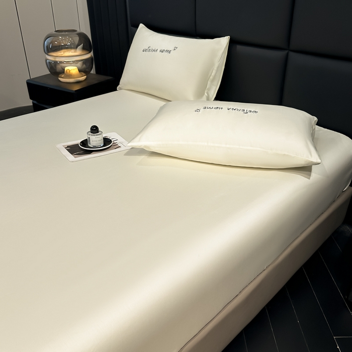 91家纺网 家纺一手货源 找家纺 利欧 2026新款水洗真丝-LI利-单床笠床笠三件套 利-象牙白