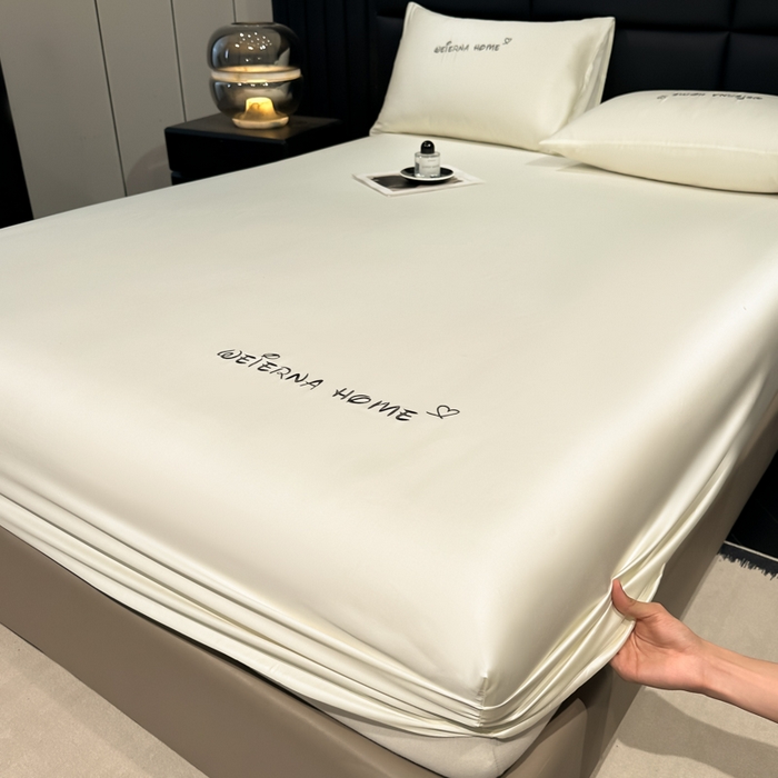 91家纺网 家纺一手货源 找家纺 利欧 2026新款水洗真丝-LI利-单床笠床笠三件套 利-象牙白