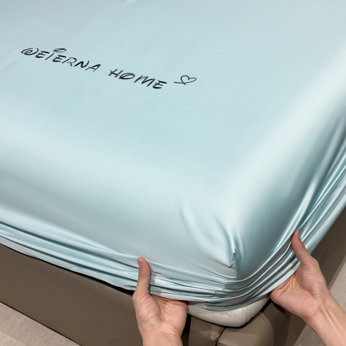 91家纺网 家纺一手货源 找家纺 利欧 2026新款水洗真丝-LI利-单床笠床笠三件套 利-耀光蓝