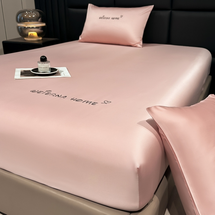 91家纺网 家纺一手货源 找家纺 利欧 2026新款水洗真丝-LI利-单床笠床笠三件套 利-豆沙红