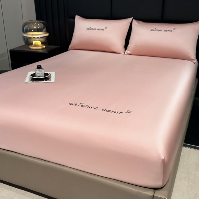 91家纺网 家纺一手货源 找家纺 利欧 2026新款水洗真丝-LI利-单床笠床笠三件套 利-豆沙红