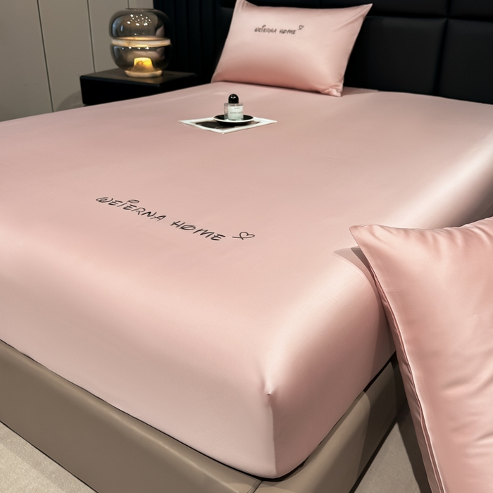 91家纺网 家纺一手货源 找家纺 利欧 2026新款水洗真丝-LI利-单床笠床笠三件套 利-豆沙红