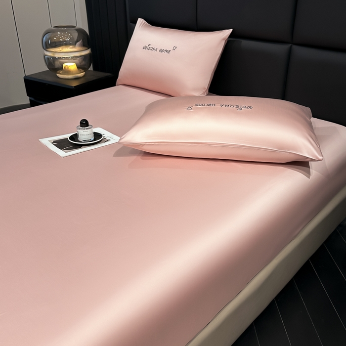 91家纺网 家纺一手货源 找家纺 利欧 2026新款水洗真丝-LI利-单床笠床笠三件套 利-豆沙红