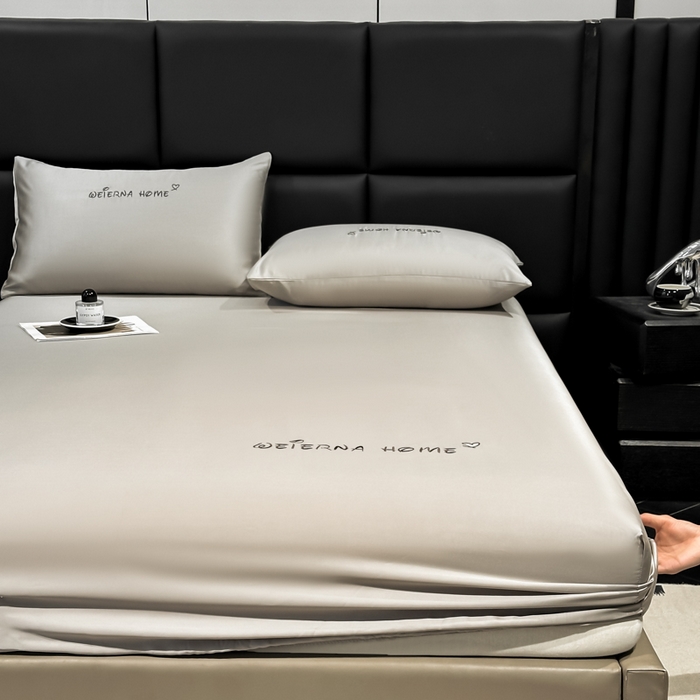 91家纺网 家纺一手货源 找家纺 利欧 2026新款水洗真丝-LI利-单床笠床笠三件套 利-胚芽灰