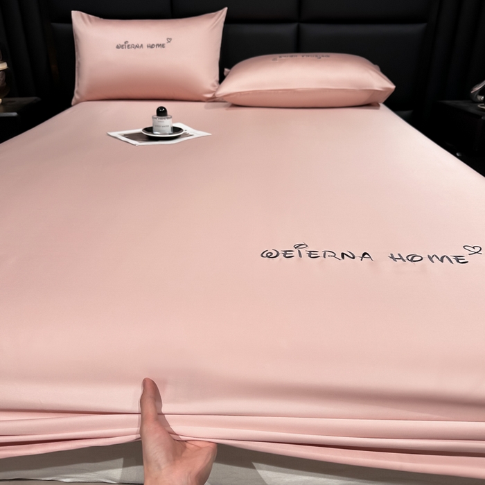 91家纺网 家纺一手货源 找家纺 利欧 2026新款水洗真丝-LI利-单床笠床笠三件套 利-豆沙红