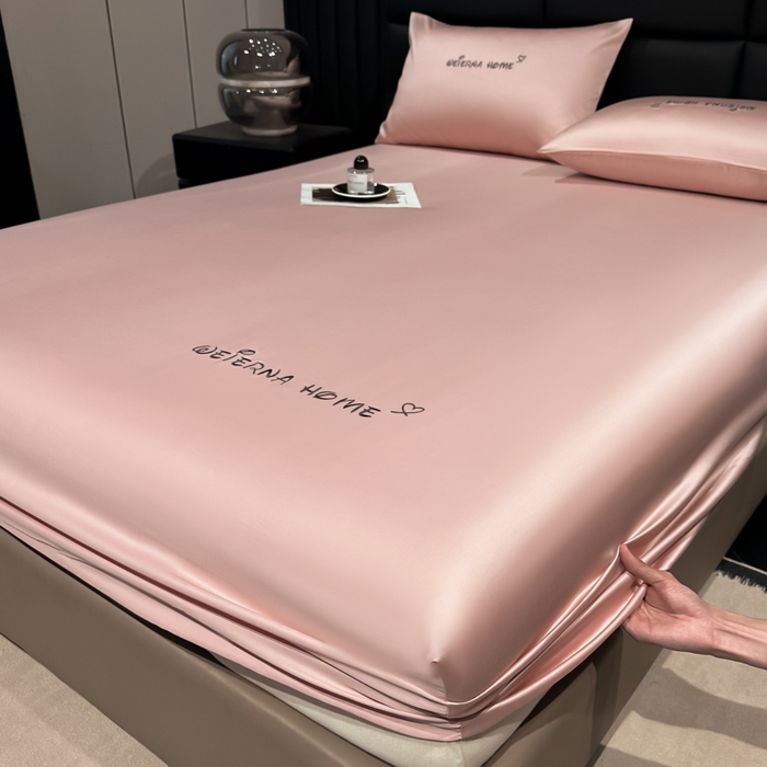 91家纺网 家纺一手货源 找家纺 利欧 2026新款水洗真丝-LI利-单床笠床笠三件套 利-豆沙红