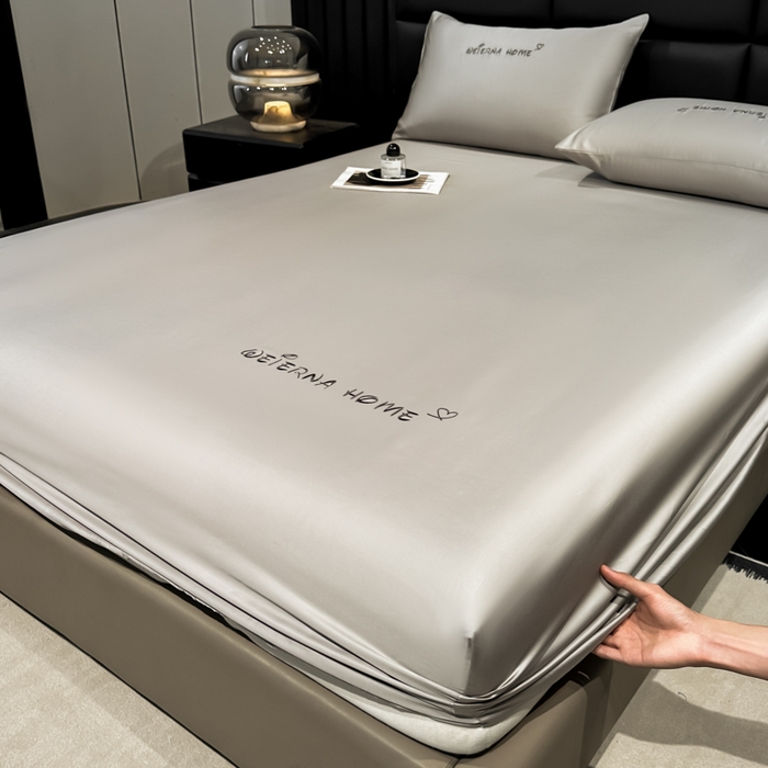 91家纺网 家纺一手货源 找家纺 利欧 2026新款水洗真丝-LI利-单床笠床笠三件套 利-胚芽灰