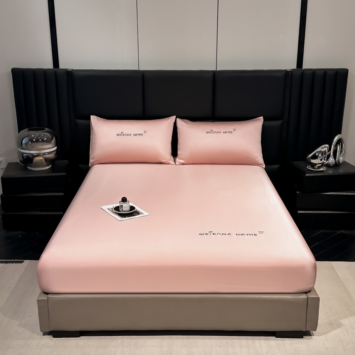 91家纺网 家纺一手货源 找家纺 利欧 2026新款水洗真丝-LI利-单床笠床笠三件套 利-豆沙红