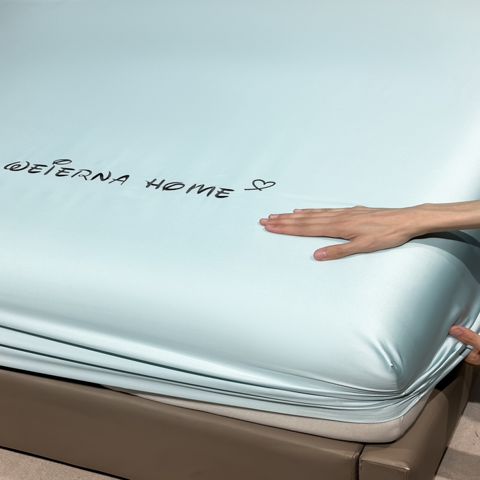 91家纺网 家纺一手货源 找家纺 利欧 2026新款水洗真丝-LI利-单床笠床笠三件套 利-耀光蓝