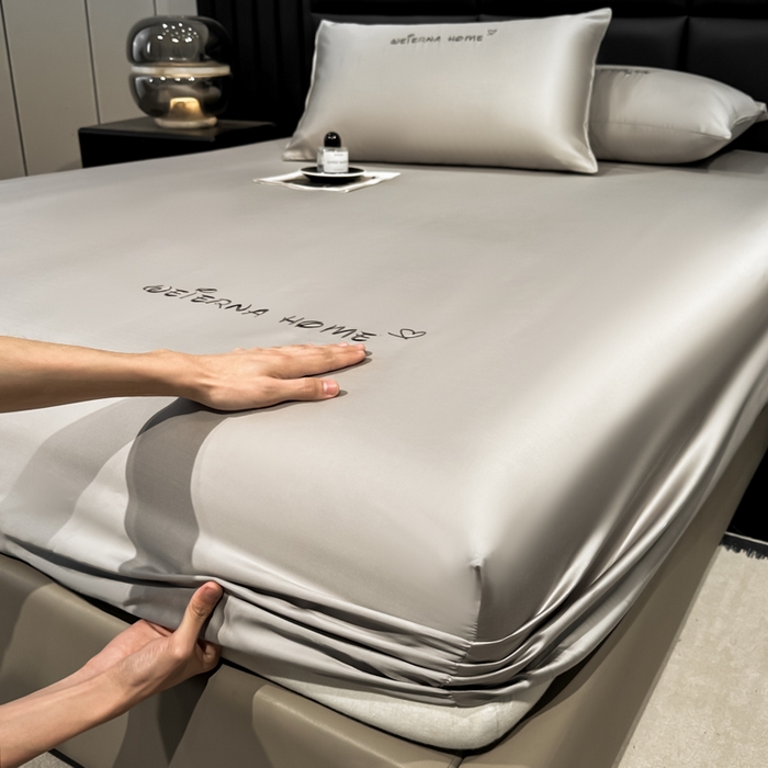 91家纺网 家纺一手货源 找家纺 利欧 2026新款水洗真丝-LI利-单床笠床笠三件套 利-胚芽灰