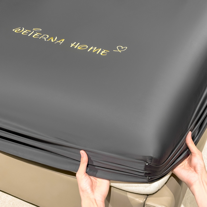 91家纺网 家纺一手货源 找家纺 利欧 2026新款水洗真丝-LI利-单床笠床笠三件套 利-高级灰