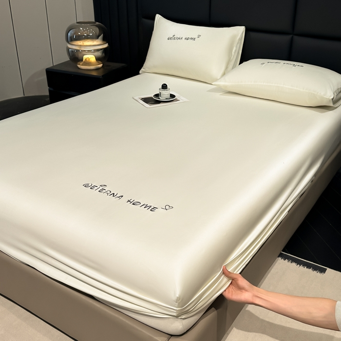 91家纺网 家纺一手货源 找家纺 利欧 2026新款水洗真丝-LI利-单床笠床笠三件套 利-象牙白