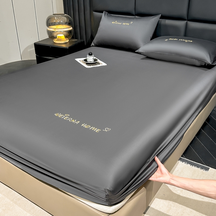 91家纺网 家纺一手货源 找家纺 利欧 2026新款水洗真丝-LI利-单床笠床笠三件套 利-高级灰