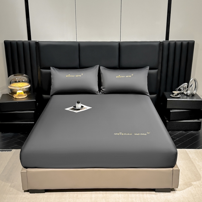 91家纺网 家纺一手货源 找家纺 利欧 2026新款水洗真丝-LI利-单床笠床笠三件套 利-高级灰