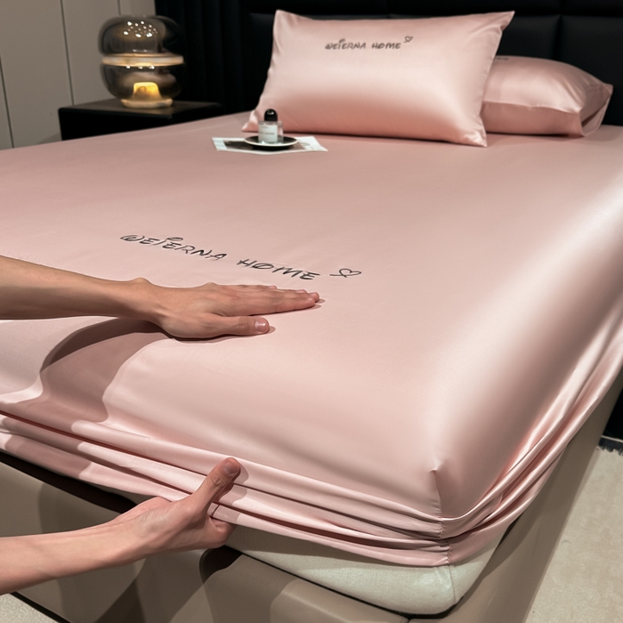 91家纺网 家纺一手货源 找家纺 利欧 2026新款水洗真丝-LI利-单床笠床笠三件套 利-豆沙红