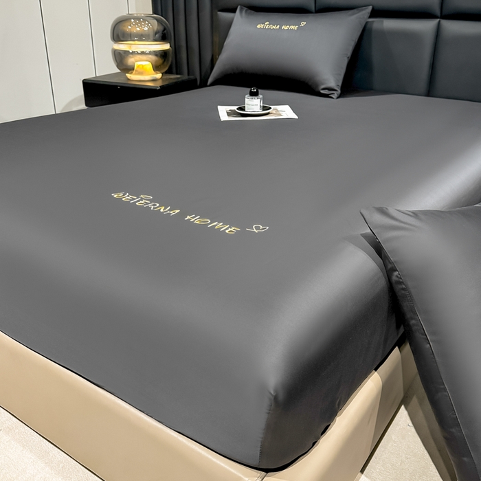 91家纺网 家纺一手货源 找家纺 利欧 2026新款水洗真丝-LI利-单床笠床笠三件套 利-高级灰