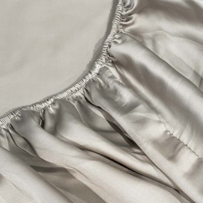 91家纺网 家纺一手货源 找家纺 利欧 2026新款水洗真丝-LI利-单床笠床笠三件套 利-胚芽灰